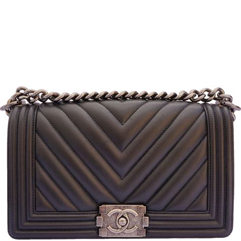 chanel boy old medium chevron beige stamp made in france|Chanel bag history.